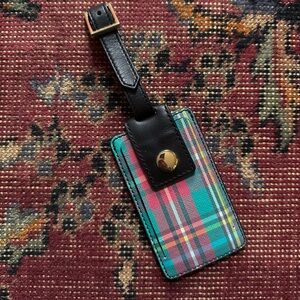 J. Crew Plaid Tartan Luggage Tag - Black and Multicolor